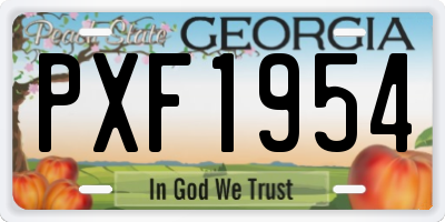 GA license plate PXF1954