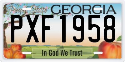 GA license plate PXF1958