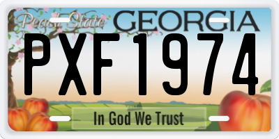 GA license plate PXF1974