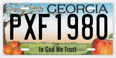 GA license plate PXF1980
