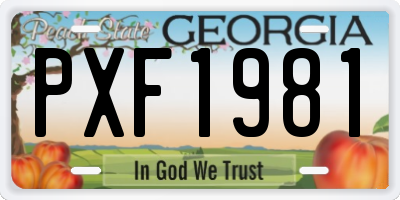 GA license plate PXF1981