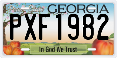 GA license plate PXF1982