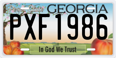 GA license plate PXF1986