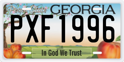 GA license plate PXF1996
