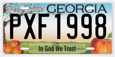 GA license plate PXF1998