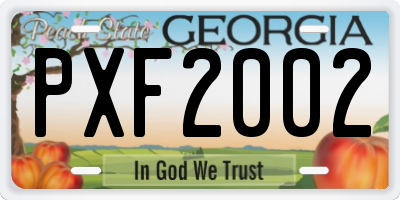 GA license plate PXF2002