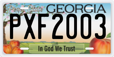 GA license plate PXF2003