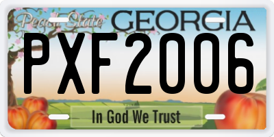 GA license plate PXF2006