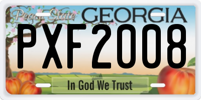 GA license plate PXF2008
