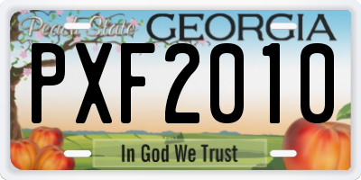 GA license plate PXF2010