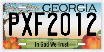 GA license plate PXF2012