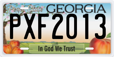 GA license plate PXF2013