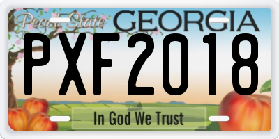 GA license plate PXF2018