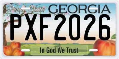 GA license plate PXF2026
