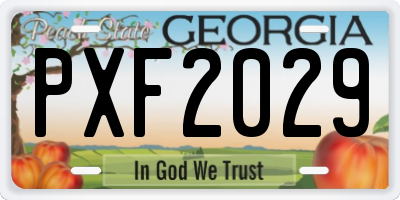 GA license plate PXF2029