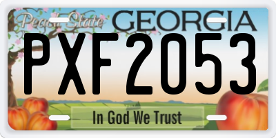 GA license plate PXF2053
