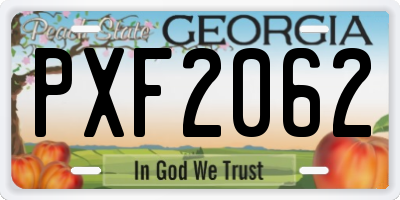 GA license plate PXF2062