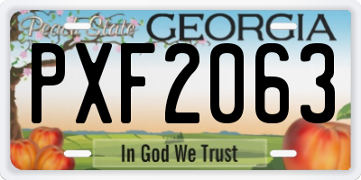 GA license plate PXF2063