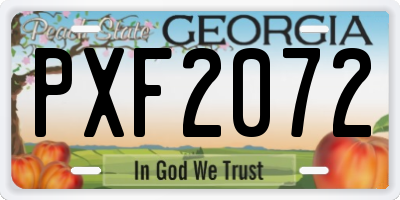 GA license plate PXF2072