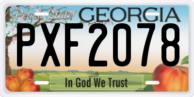 GA license plate PXF2078