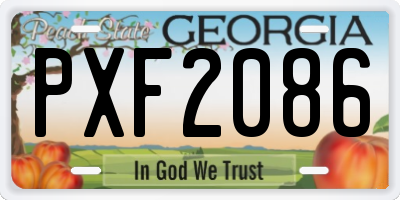 GA license plate PXF2086