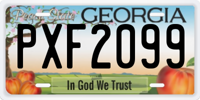 GA license plate PXF2099