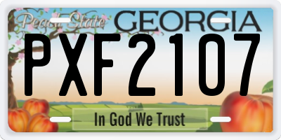 GA license plate PXF2107