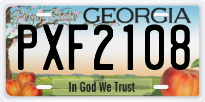 GA license plate PXF2108