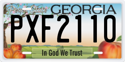 GA license plate PXF2110