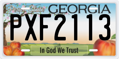 GA license plate PXF2113