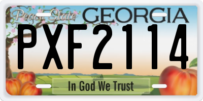 GA license plate PXF2114