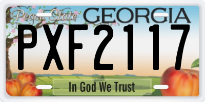 GA license plate PXF2117