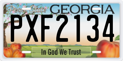 GA license plate PXF2134
