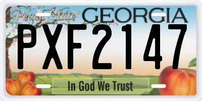 GA license plate PXF2147