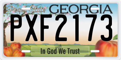 GA license plate PXF2173