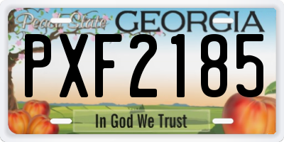 GA license plate PXF2185
