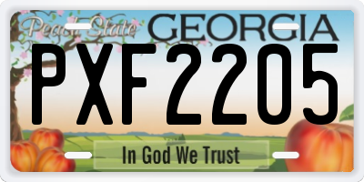 GA license plate PXF2205
