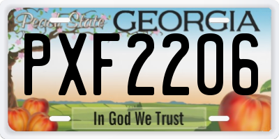 GA license plate PXF2206