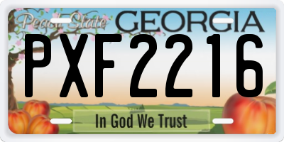 GA license plate PXF2216