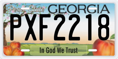 GA license plate PXF2218