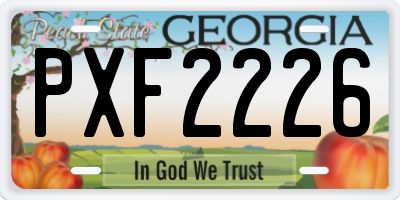 GA license plate PXF2226