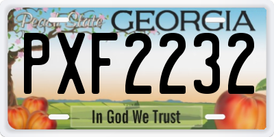 GA license plate PXF2232