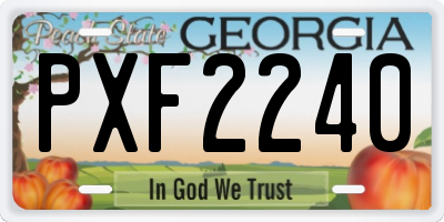 GA license plate PXF2240