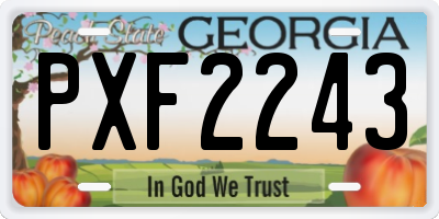 GA license plate PXF2243