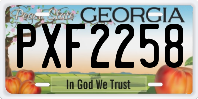 GA license plate PXF2258