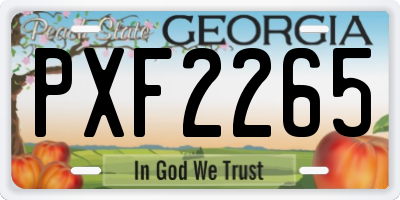 GA license plate PXF2265