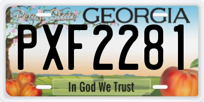 GA license plate PXF2281
