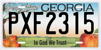 GA license plate PXF2315