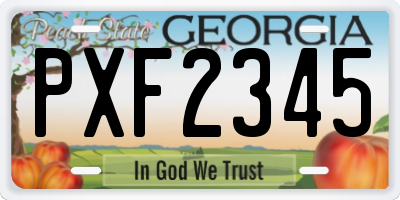 GA license plate PXF2345