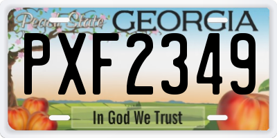 GA license plate PXF2349